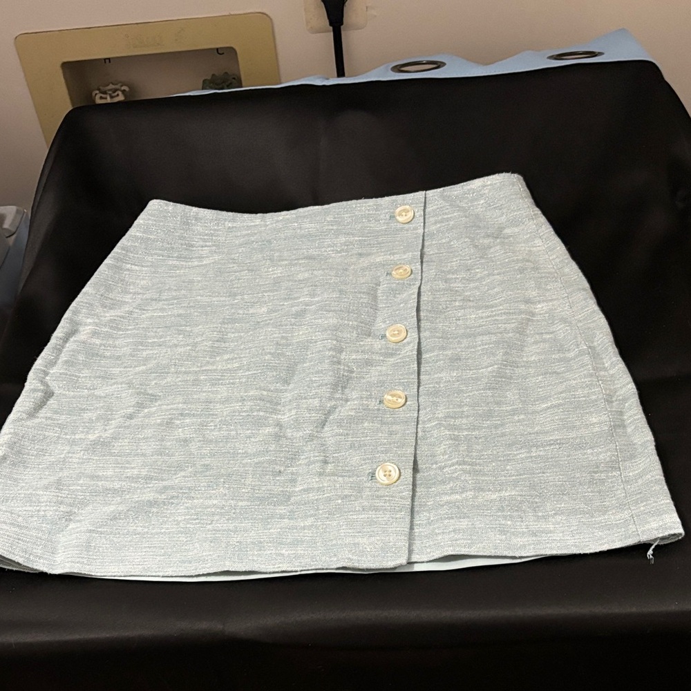 Loft Light Blue Button-Front Mini Skirt size 4